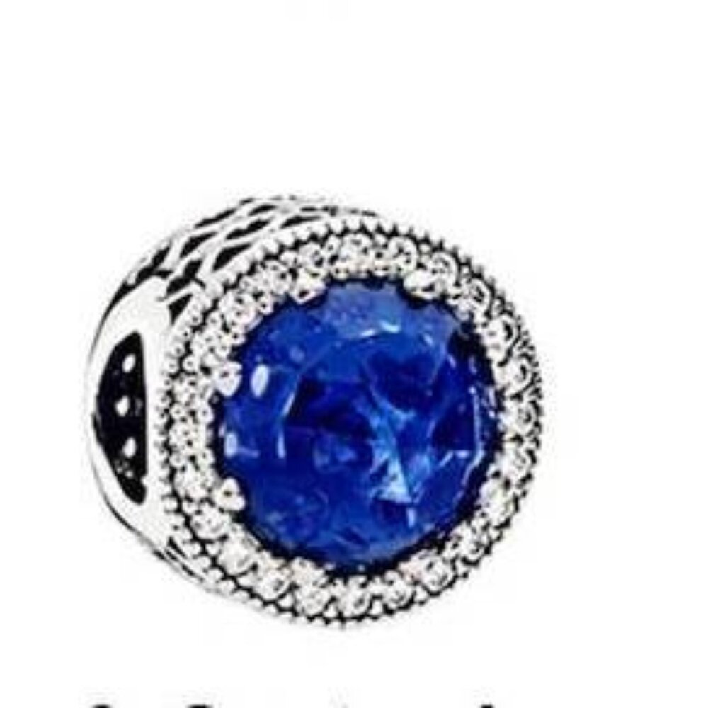 Radiant Hearts Royal London Blue Crystals & Clear CZ Pandora Charm World Cup 26